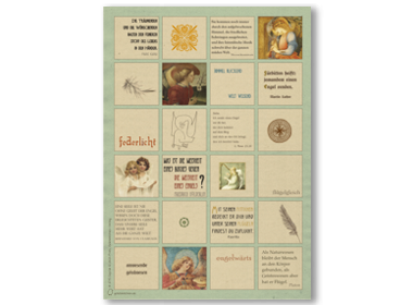 Ein Poster mit 24 Feldern voller Zitate, Wörter und Bildern zum Thema Engel